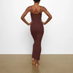 FITS EVERYBODY CORDED LACE LONG SLIP DRESS | COCOA -Underwear Specialty Shop SKIMS LOUNGEWEAR DR MAX 4125 FB COA 0010 BK