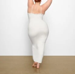 FITS EVERYBODY CORDED LACE LONG SLIP DRESS | MARBLE -Underwear Specialty Shop SKIMS LOUNGEWEAR DR MAX 4125 FC MBL 0018 BK