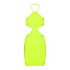 FITS EVERYBODY CUT OUT HALTER DRESS | GREEN HIGHLIGHTER