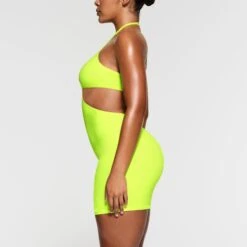 FITS EVERYBODY CUT OUT HALTER DRESS | GREEN HIGHLIGHTER -Underwear Specialty Shop SKIMS LOUNGEWEAR DR MIN 3063 NA GRH 009