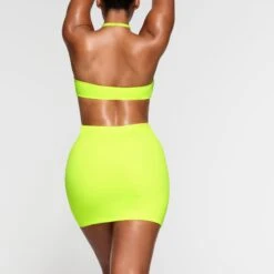 FITS EVERYBODY CUT OUT HALTER DRESS | GREEN HIGHLIGHTER -Underwear Specialty Shop SKIMS LOUNGEWEAR DR MIN 3063 NA GRH 020