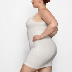 COTTON SLEEP SCOOP NECK DRESS | MARBLE -Underwear Specialty Shop SKIMS LOUNGEWEAR DR MIN 3227 BC MBL 0007 SD