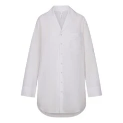 COTTON POPLIN SLEEP BUTTON UP DRESS | SNOW