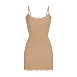FITS EVERYBODY CORDED LACE SLIP DRESS | CLAY