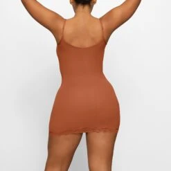 FITS EVERYBODY CORDED LACE SLIP DRESS | BRONZE -Underwear Specialty Shop SKIMS LOUNGEWEAR DR MIN 4132 FA BRZ 0013 BK