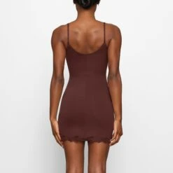 FITS EVERYBODY CORDED LACE SLIP DRESS | COCOA -Underwear Specialty Shop SKIMS LOUNGEWEAR DR MIN 4132 FB COA 0009 BK