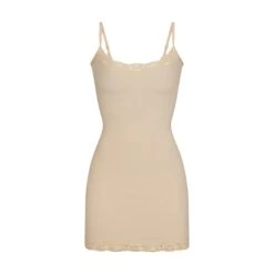 FITS EVERYBODY CORDED LACE SLIP DRESS | SAND