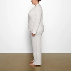 COTTON SLEEP BUTTON UP SET | MARBLE -Underwear Specialty Shop SKIMS LOUNGEWEAR ST PNS 3232 BC MBL 0007 SD