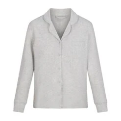 COTTON SLEEP BUTTON UP SET | LIGHT HEATHER GREY