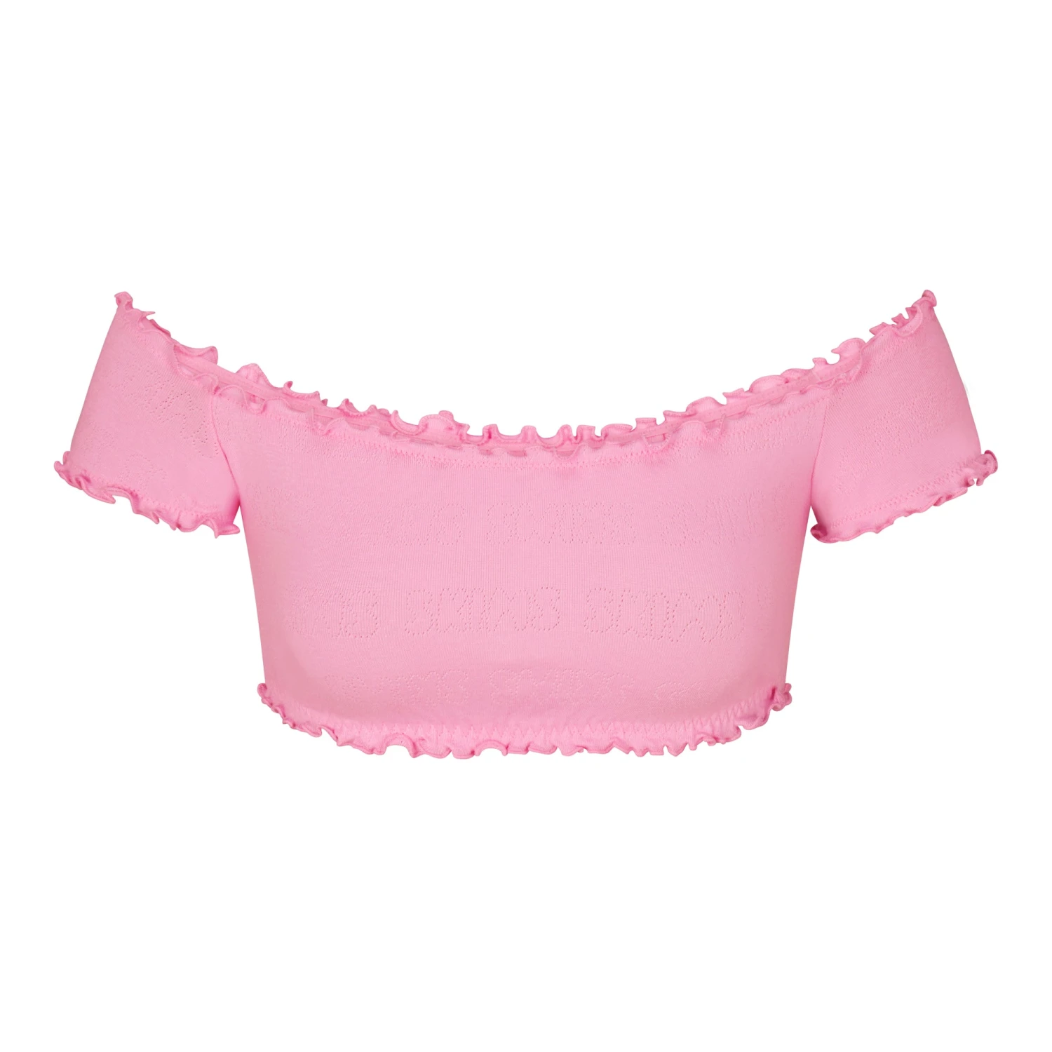 LOGO POINTELLE SUPER CROPPED TOP | BUBBLE GUM 3 LOGO POINTELLE SUPER CROPPED TOP | BUBBLE GUM