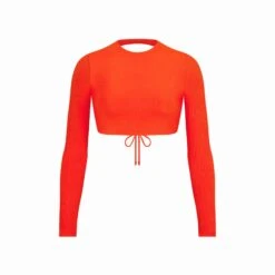 SOFT LOUNGE OPEN BACK SUPER CROP TOP | FIRE