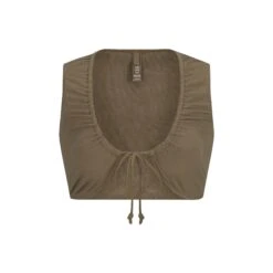 SOFT LOUNGE TIE FRONT SUPER CROP TOP | ARMY