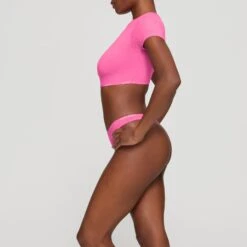 COTTON LOGO SUPER CROPPED T-SHIRT | SUGAR PINK -Underwear Specialty Shop SKIMS LOUNGEWEAR TP TSH 2646 HB PIN 0008 SD