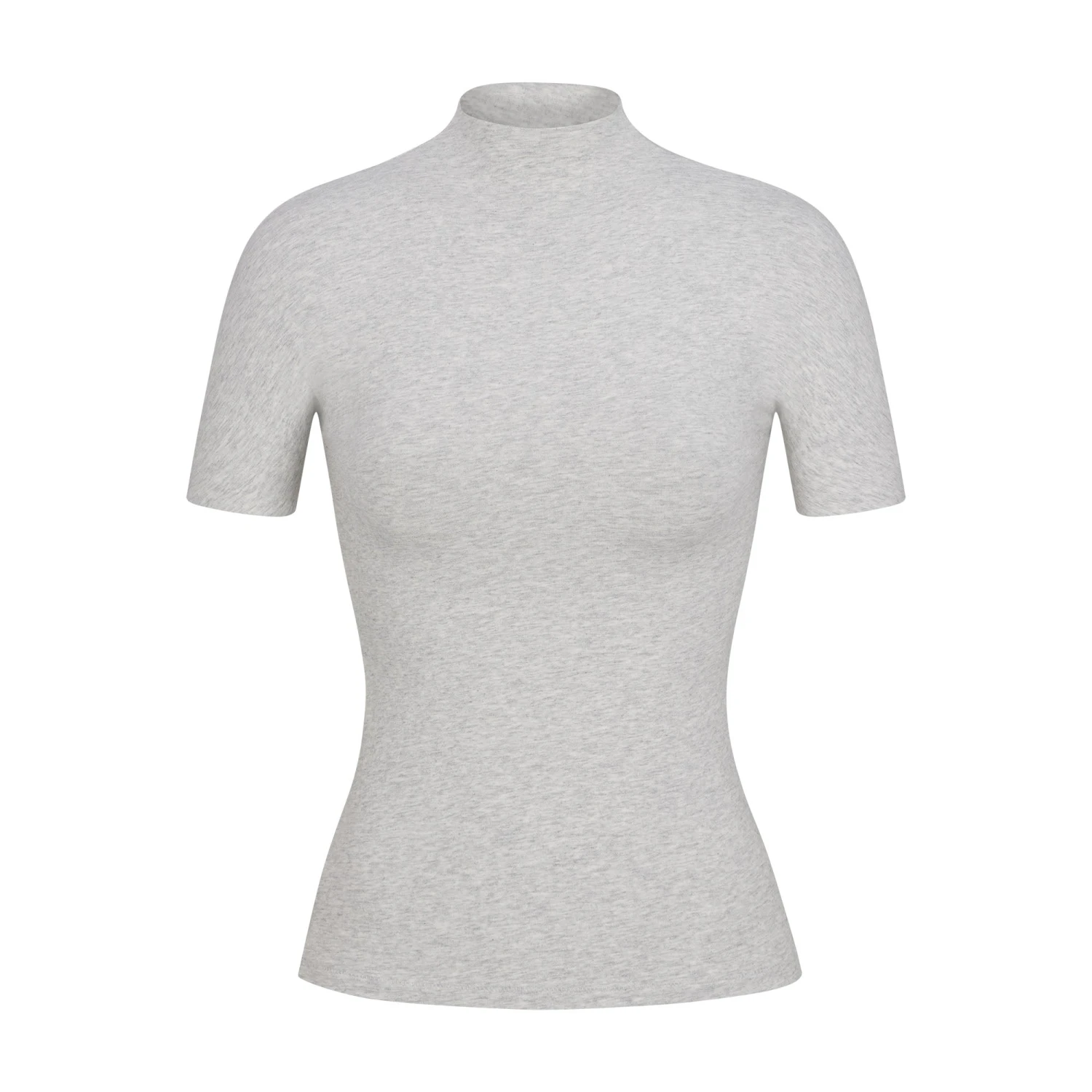 COTTON SLEEP MOCK NECK T-SHIRT | LIGHT HEATHER GREY 3 COTTON SLEEP MOCK NECK T-SHIRT | LIGHT HEATHER GREY