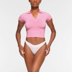 NEW VINTAGE SPORT CROPPED COLLARED T-SHIRT | COTTON CANDY -Underwear Specialty Shop SKIMS LOUNGEWEAR TP TSH 3029 OB CCY 0019 FR