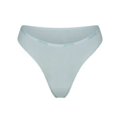 COTTON LOGO HIGH LEG BIKINI | FROST