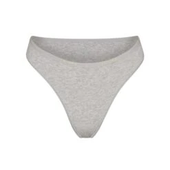 COTTON LOGO HIGH LEG BIKINI | LIGHT HEATHER GREY