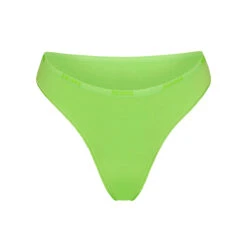 COTTON LOGO HIGH LEG BIKINI | NEON GREEN