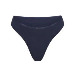 COTTON LOGO HIGH LEG BIKINI | NAVY