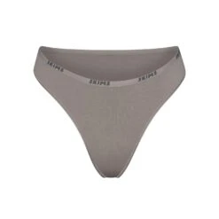 COTTON LOGO HIGH LEG BIKINI | SMOKE