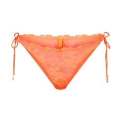 STRETCH LACE TIE SIDE BIKINI | NEON ORANGE