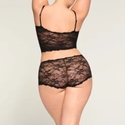 STRETCH LACE BOY SHORT | ONYX -Underwear Specialty Shop SKIMS PANTY PN BOY 3583 MD ONX 1644 BK