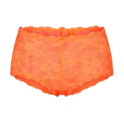 STRETCH LACE BOY SHORT | NEON ORANGE