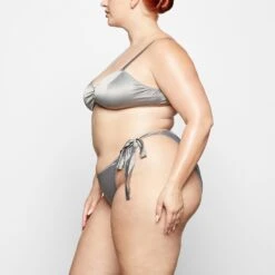 WOVEN SHINE TIE SIDE BRIEF | CHROME -Underwear Specialty Shop SKIMS PANTY PN BRF 2520 XB CHM 0010 SD