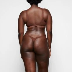 ULTRA FINE MESH MICRO DIPPED THONG | MAHOGANY -Underwear Specialty Shop SKIMS PANTY PN DTH 2013 RA MHG 027 BK