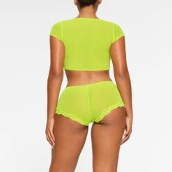 SUMMER MESH LACE BOY SHORT | HIGHLIGHTER -Underwear Specialty Shop SKIMS PANTY PN HIP 3443 PA GRH 0011 BK