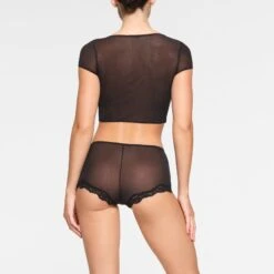 SUMMER MESH LACE BOY SHORT | ONYX -Underwear Specialty Shop SKIMS PANTY PN HIP 3443 PC ONX 0012 BK
