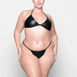 FAUX LEATHER STRING THONG | ONYX -Underwear Specialty Shop SKIMS PANTY PN STT 2213 UB ONX 0008 FR