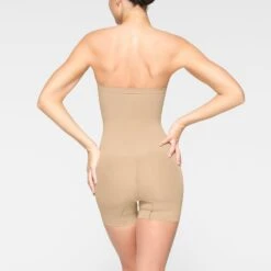 SEAMLESS SCULPT STRAPLESS SHORTIE BODYSUIT | CLAY -Underwear Specialty Shop SKIMS SHAPEWEAR BD MDT 2914 JC CLY 0045 BK