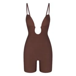 DEEP PLUNGE SHAPEWEAR MID THIGH BODYSUIT | COCOA 12 DEEP PLUNGE SHAPEWEAR MID THIGH BODYSUIT | COCOA -Underwear Specialty Shop SKIMS SHAPEWEAR BD MDT 2960 COA STRAPS