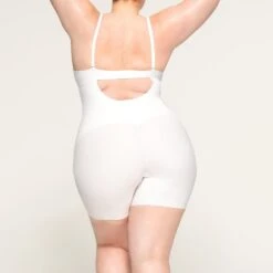 DEEP PLUNGE SHAPEWEAR MID THIGH BODYSUIT | MARBLE -Underwear Specialty Shop SKIMS SHAPEWEAR BD MDT 2960 LD MBL 0015