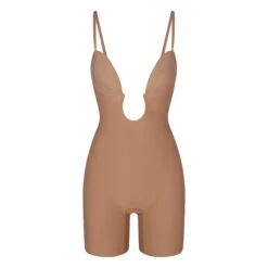DEEP PLUNGE SHAPEWEAR MID THIGH BODYSUIT | SIENNA -Underwear Specialty Shop SKIMS SHAPEWEAR BD MDT 2960 SIE STRAPS
