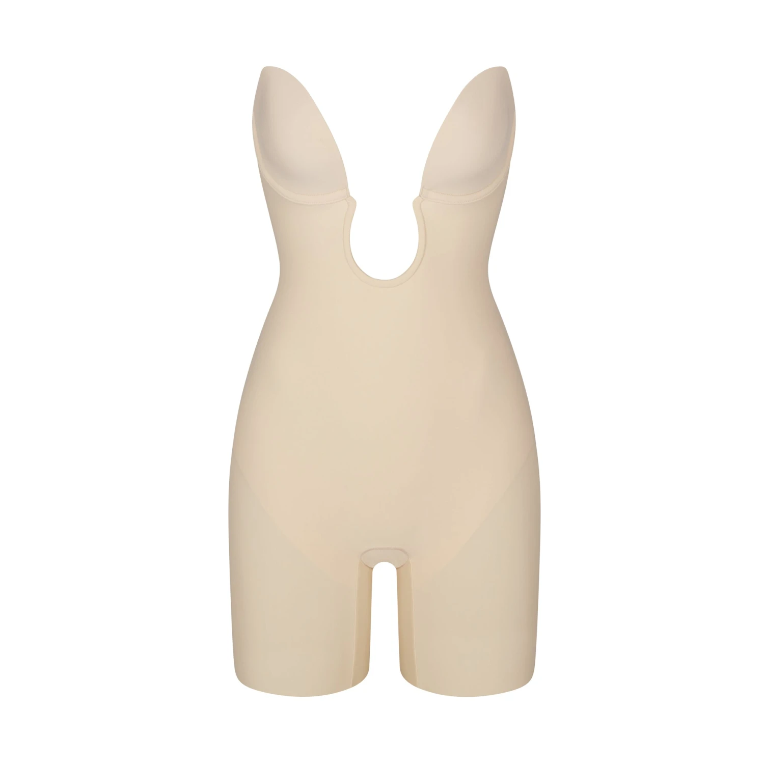 DEEP PLUNGE SHAPEWEAR MID THIGH BODYSUIT | SAND 3 DEEP PLUNGE SHAPEWEAR MID THIGH BODYSUIT | SAND
