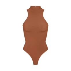 SEAMLESS SCULPT HIGH NECK THONG BODYSUIT | BRONZE