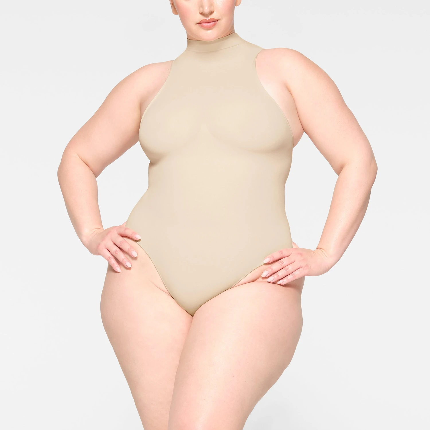 SEAMLESS SCULPT HIGH NECK THONG BODYSUIT | SAND 4 SEAMLESS SCULPT HIGH NECK THONG BODYSUIT | SAND - Image 2