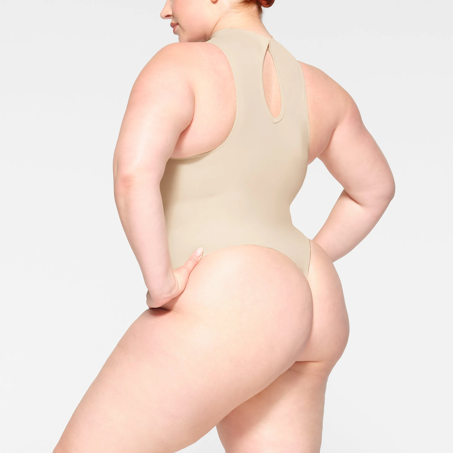 SEAMLESS SCULPT HIGH NECK THONG BODYSUIT | SAND 5 SEAMLESS SCULPT HIGH NECK THONG BODYSUIT | SAND - Image 3