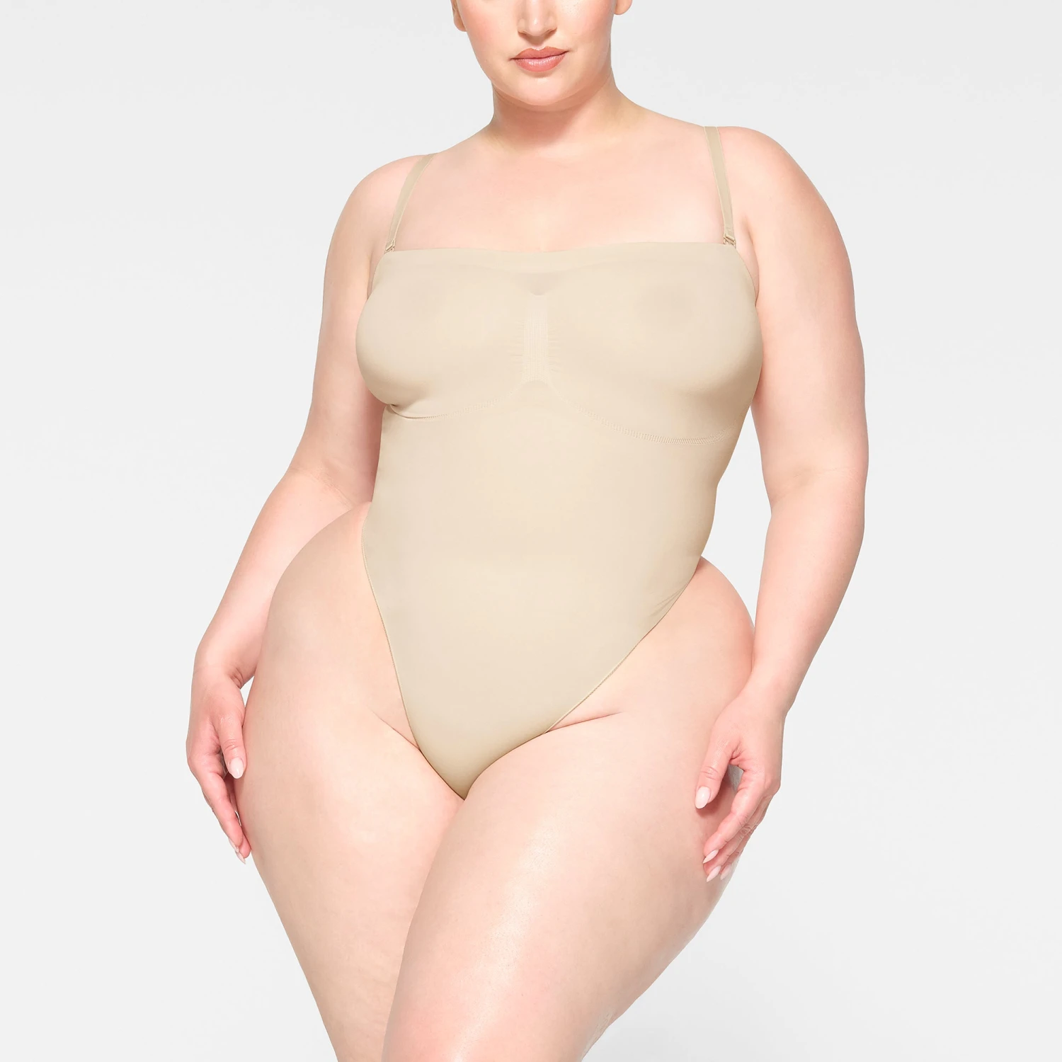 SEAMLESS SCULPT STRAPLESS THONG BODYSUIT | SAND 7 SEAMLESS SCULPT STRAPLESS THONG BODYSUIT | SAND - Image 5