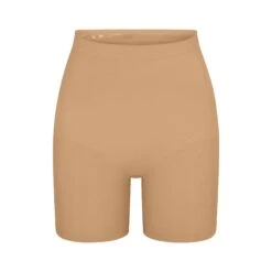 SEAMLESS SCULPT MID THIGH SHORT | OCHRE