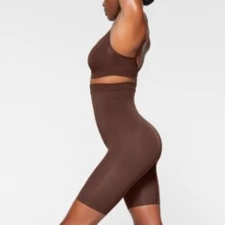 SEAMLESS SCULPT HIGH-WAISTED ABOVE THE KNEE SHORT | COCOA -Underwear Specialty Shop SKIMS SHAPEWEAR BO SHO 3364 IB COA 0037 SD
