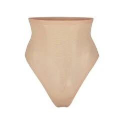 SHEER SCULPT HIGH-WAISTED THONG | CLAY