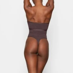 SHEER SCULPT HIGH-WAISTED THONG | ESPRESSO -Underwear Specialty Shop SKIMS SHAPEWEAR SH HWT 0251 DB ESP 0022 BK