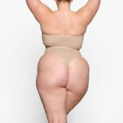 SHEER SCULPT HIGH-WAISTED THONG | CLAY -Underwear Specialty Shop SKIMS SHAPEWEAR SH HWT 0251 YC CLY 0053