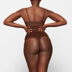 BARELY THERE HIGH-WAISTED THONG | COCOA -Underwear Specialty Shop SKIMS SHAPEWEAR SH HWT 0532 NA COA BK