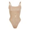 SHEER SCULPT THONG BODYSUIT | CLAY -Underwear Specialty Shop SKIMS SHAPEWEAR SH LBT 0248 CLY FL