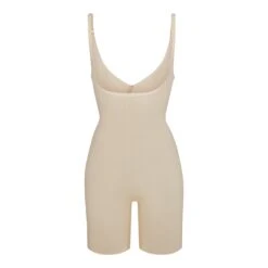 SHEER SCULPT OPEN BUST BODYSUIT | SAND