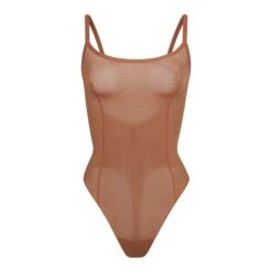 SHEER SCULPT THONG BODYSUIT | BRONZE